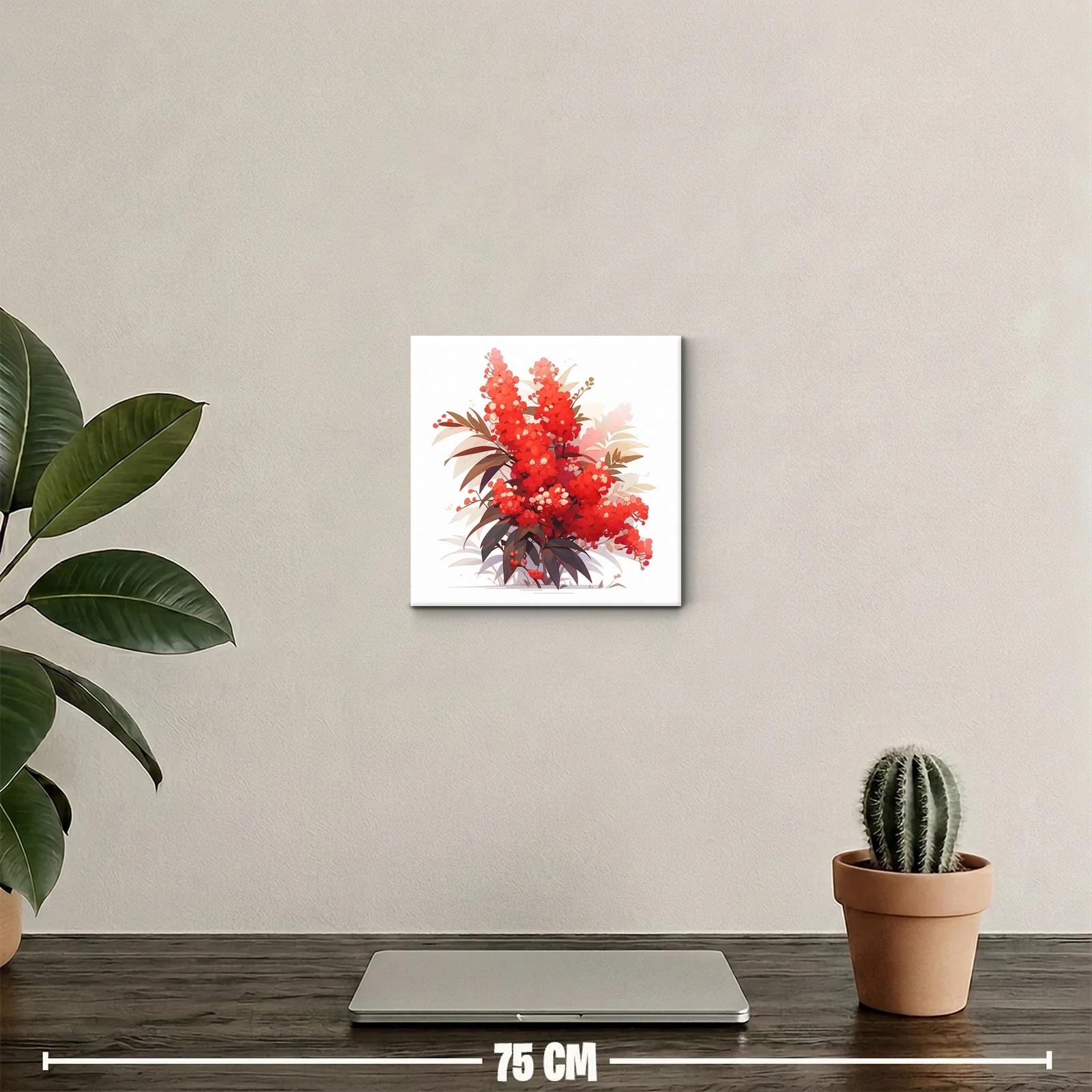 Ramillete de flores rojas vibrantes con hojas delicadas — miniatura 2