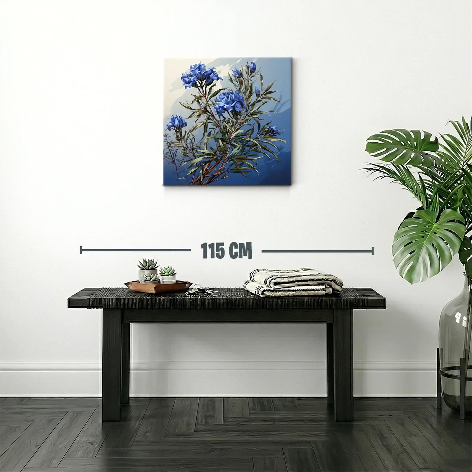 Ramas con flores azules sobre fondo degradado — miniatura 2