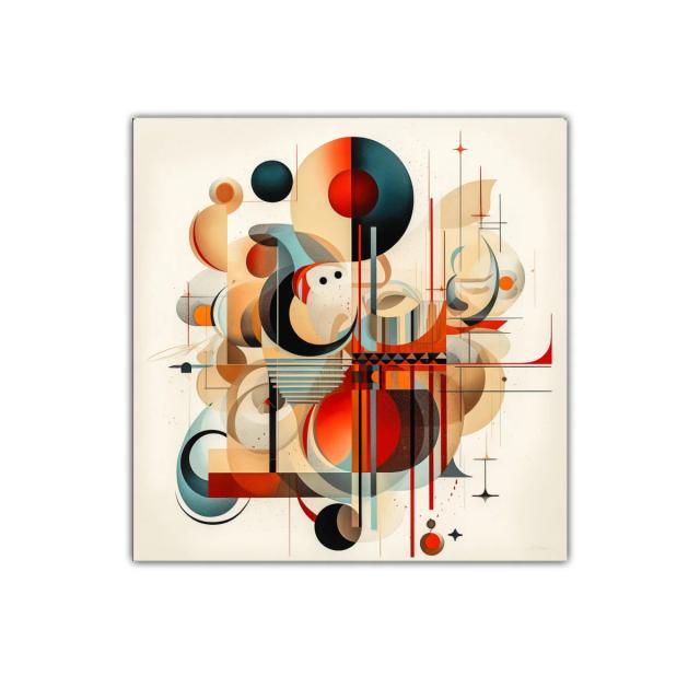 Composición abstracta con formas geométricas y colores cálidos