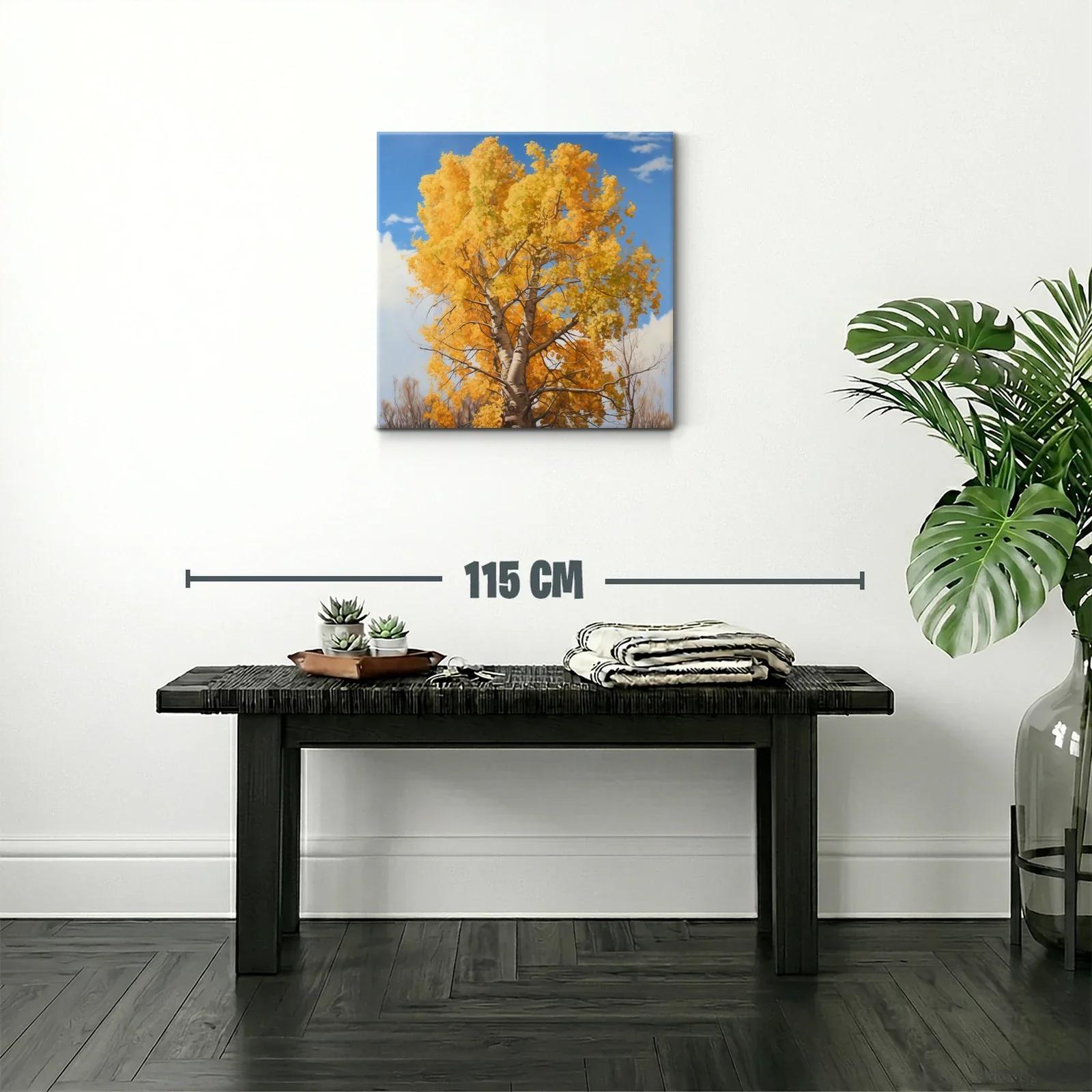 Arbol otoñal con follaje dorado y cielo azul — miniatura 2