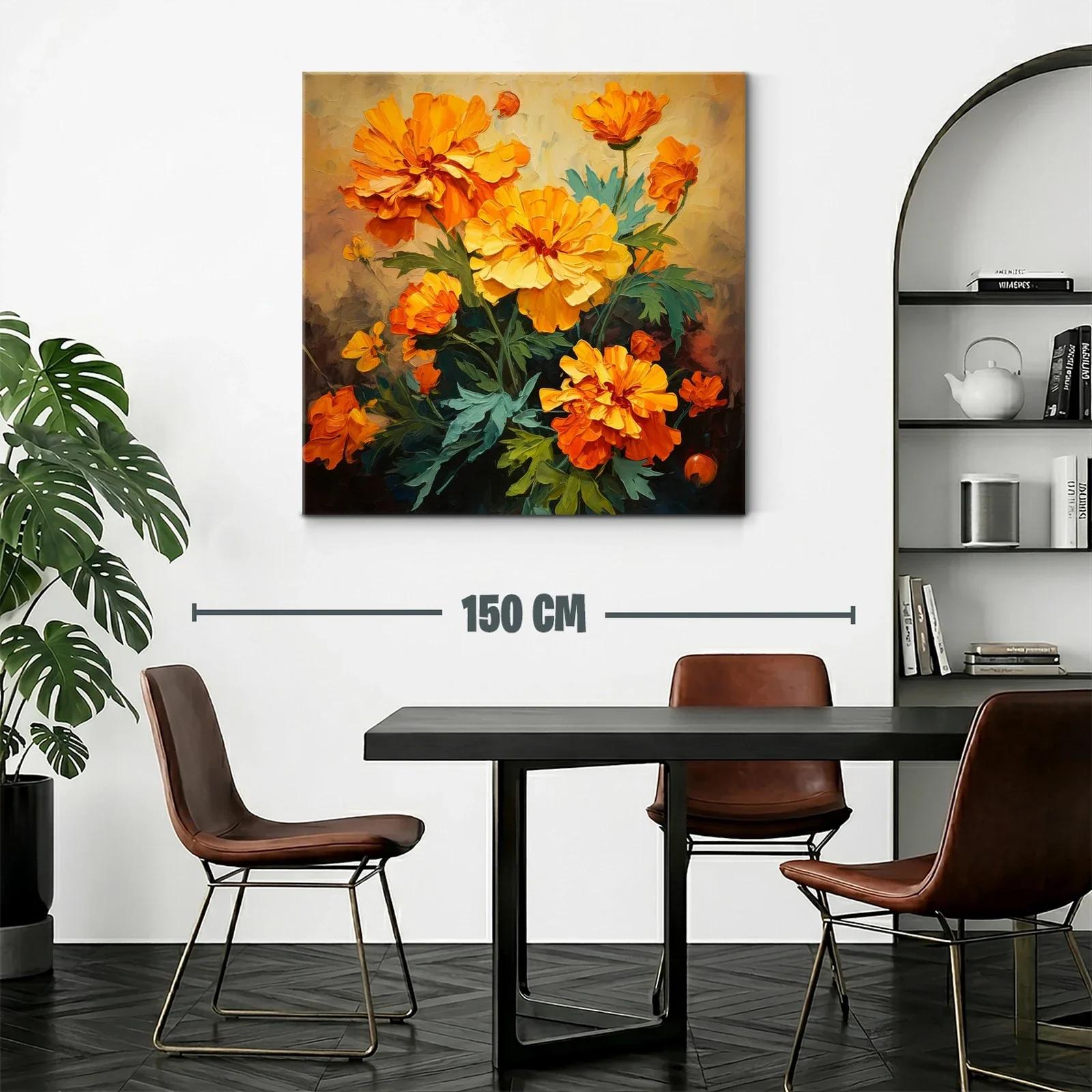 Ramo vibrante con flores naranjas y amarillas sobre fondo suave — miniatura 2