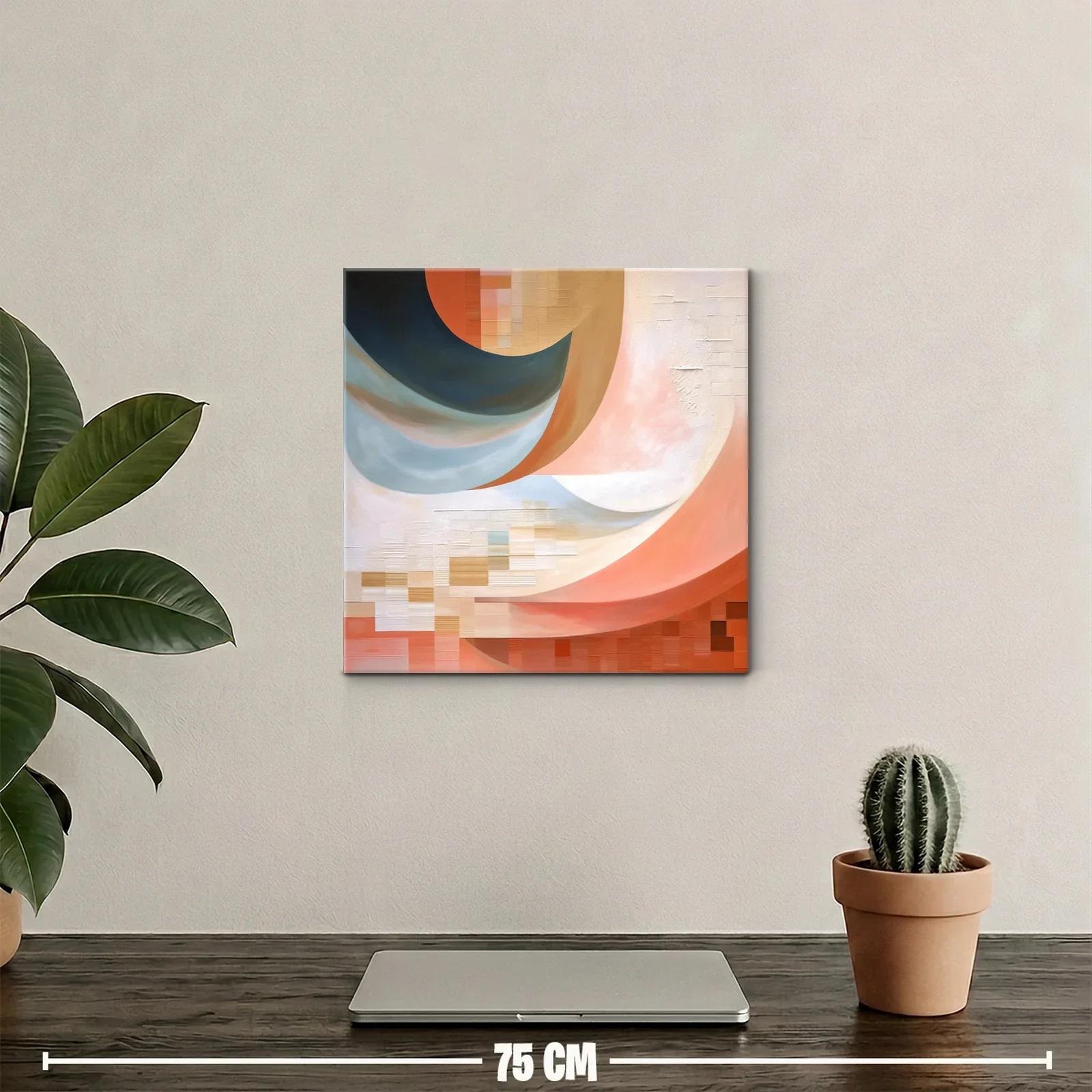 Composición abstracta con curvas y tonos cálidos y fríos — miniatura 2