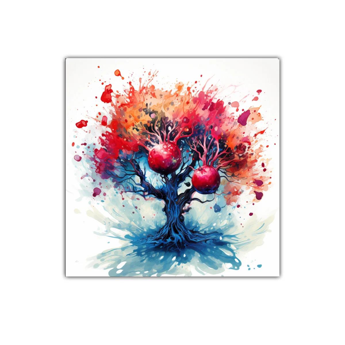 Árbol de granadas vibrante con explosión de color