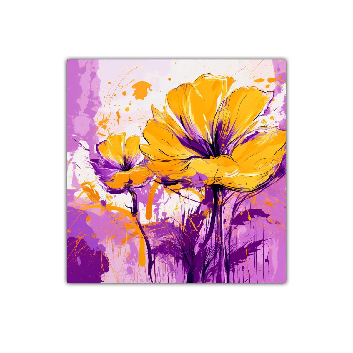 Flores vibrantes en tonos morados y amarillos intensos — imagen principal