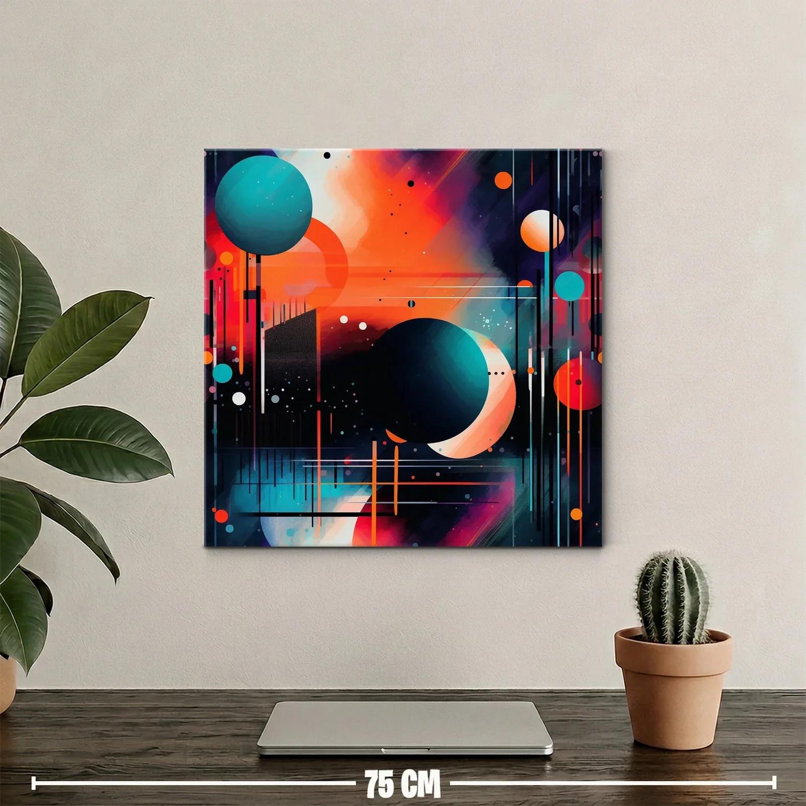 Cuadro Abstracto Galáctico en Tonos Cálidos y Fríos — miniatura 2