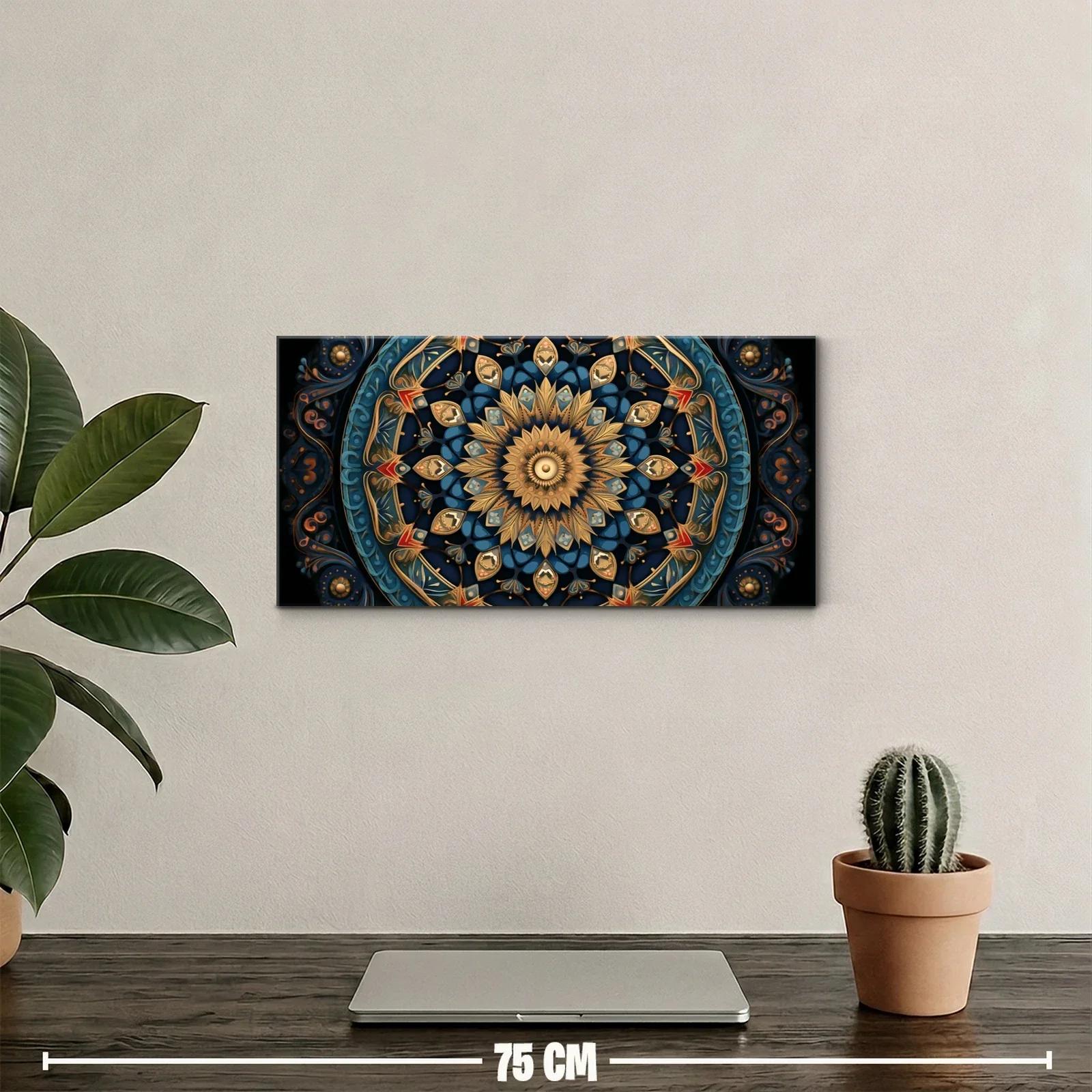 Cuadro mandala floral con detalles dorados y acentos rojos — miniatura 2