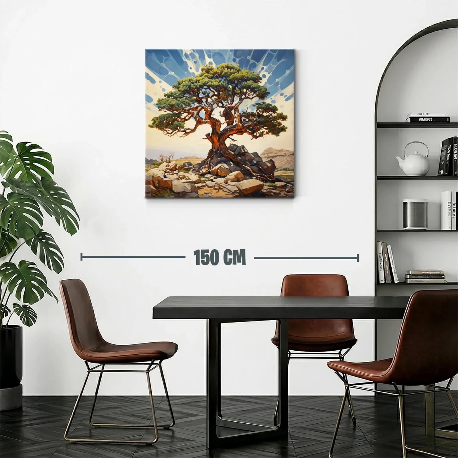 Árbol robusto con ramas entrelazadas sobre rocas áridas — miniatura 2
