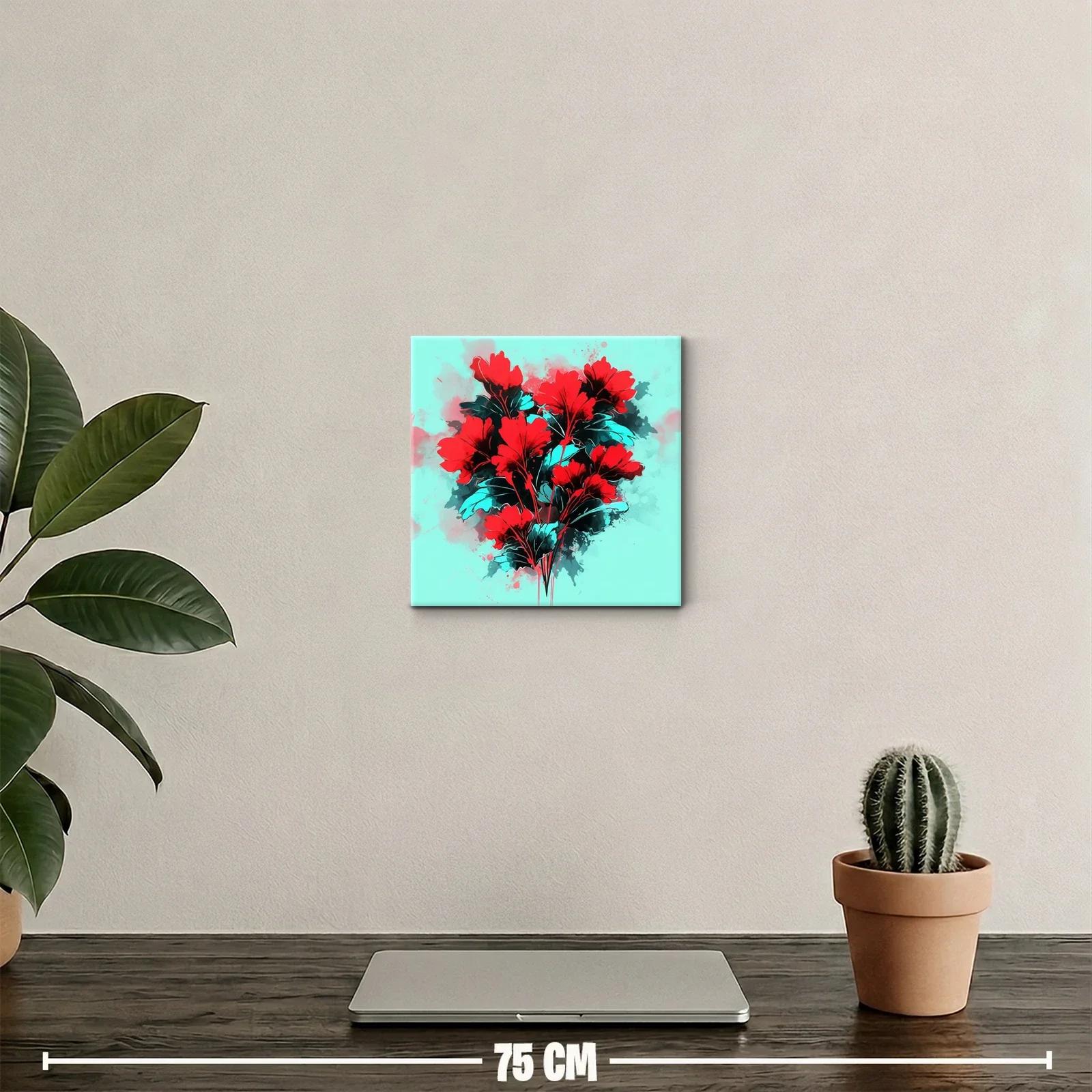 Cuadro decorativo de flores rojas con contraste vibrante — miniatura 2
