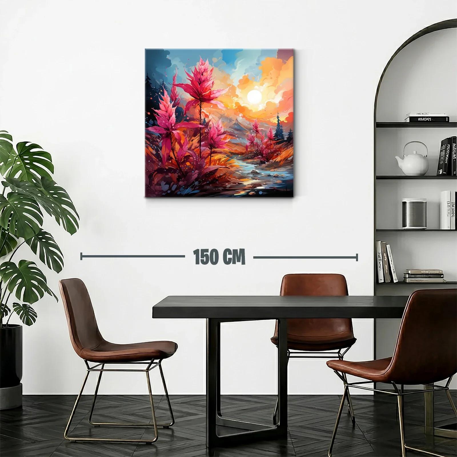 Paisaje vibrante con flores fucsias bajo el sol radiante — miniatura 2