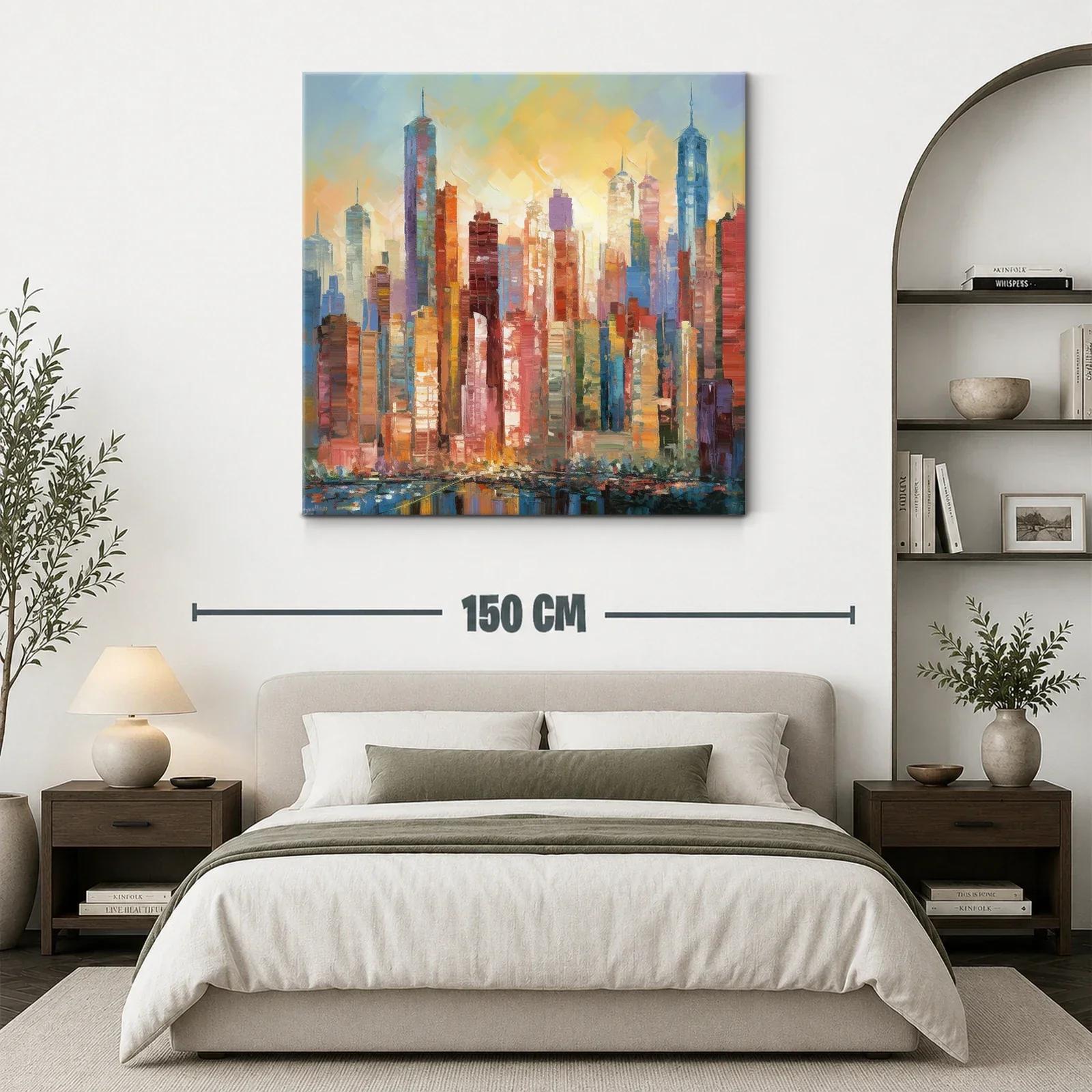 Paisaje urbano vibrante con tonos cálidos y fríos equilibrados — miniatura 3