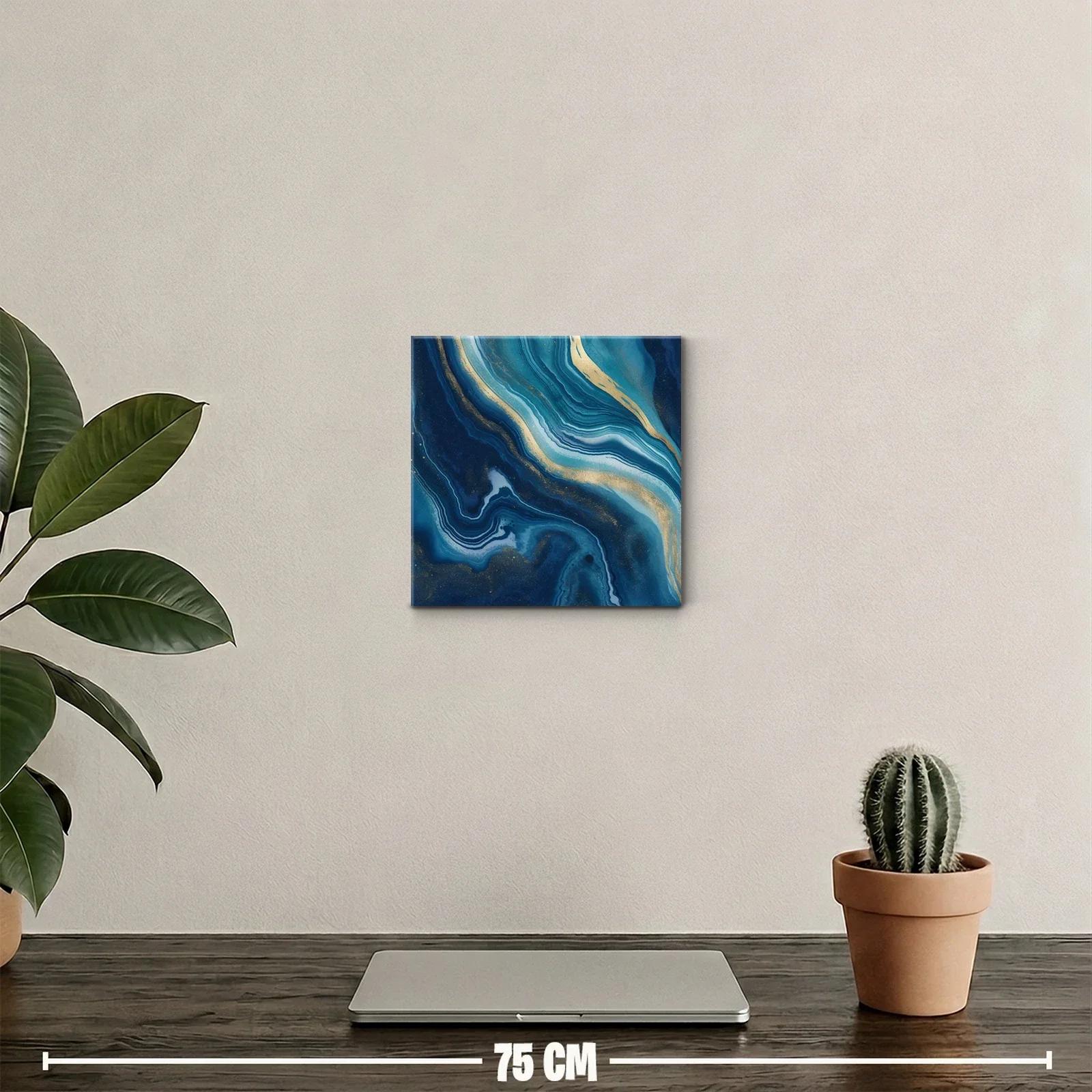 Cuadro abstracto en tonos azules y dorados para decoración elegante — miniatura 2