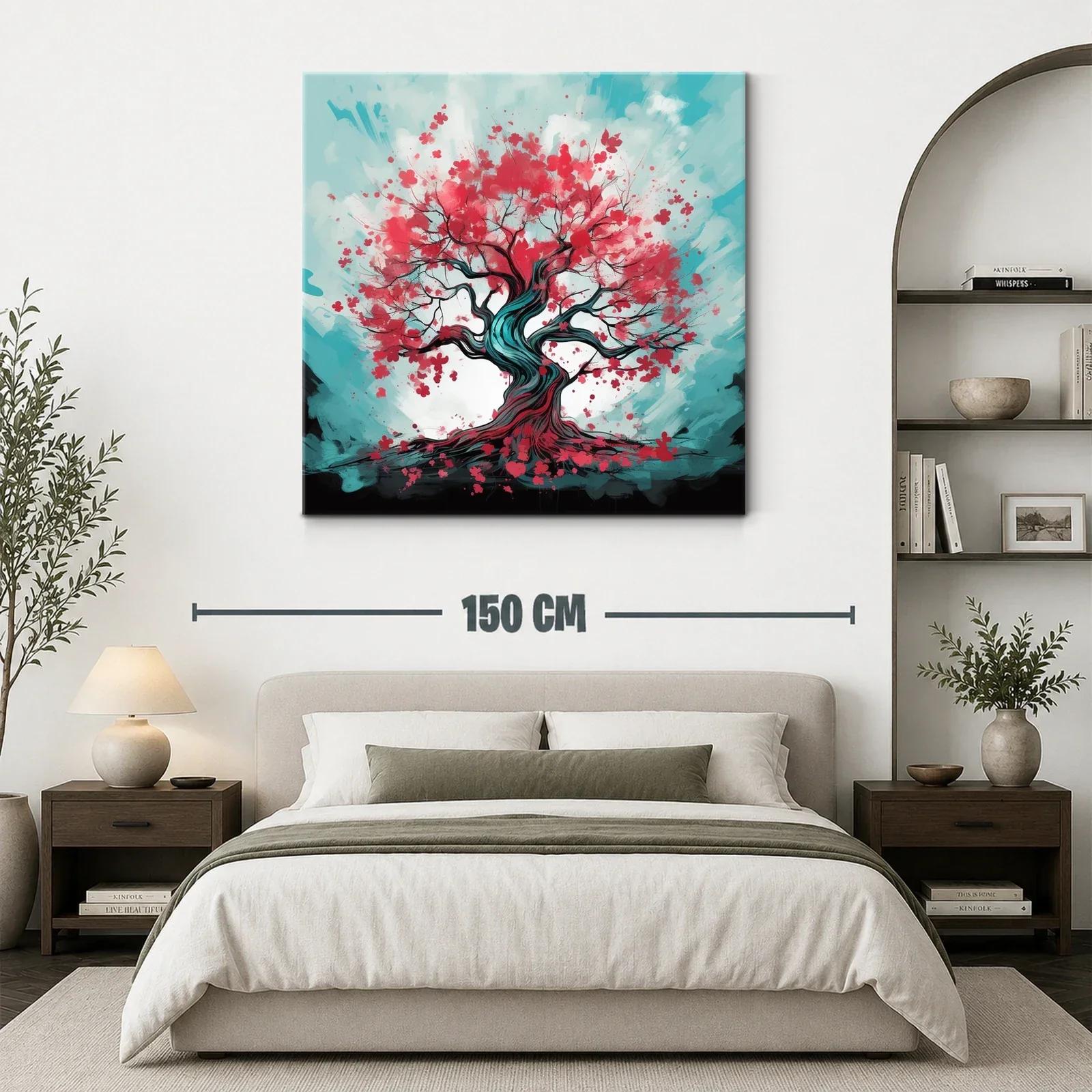 Árbol en flor con vibrantes tonos rojos y azules — miniatura 3
