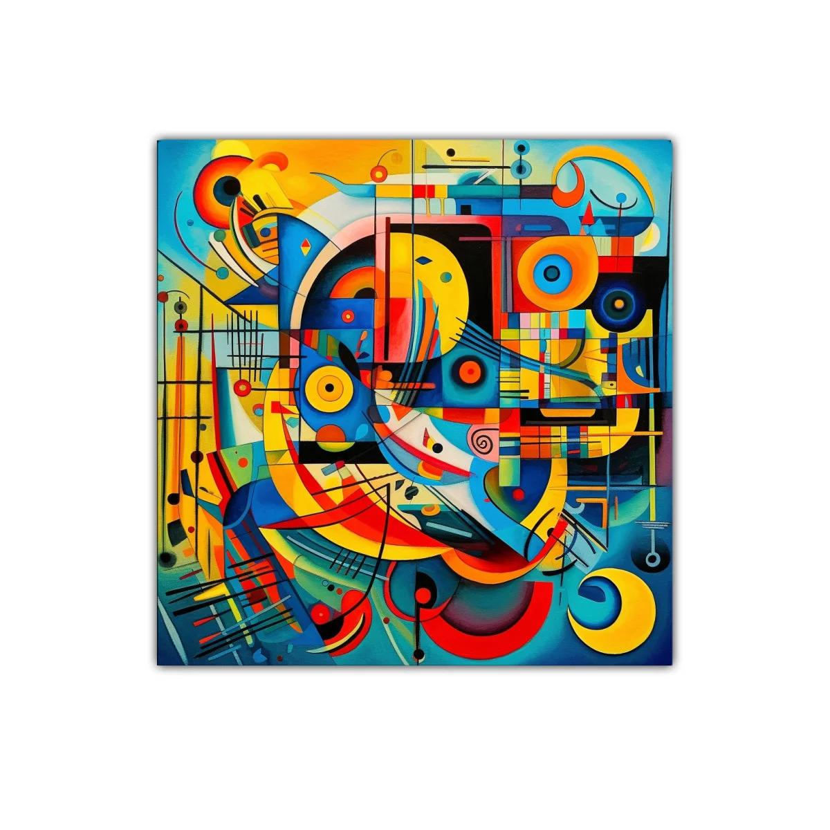 Composición abstracta en vibrantes tonos cálidos y fríos