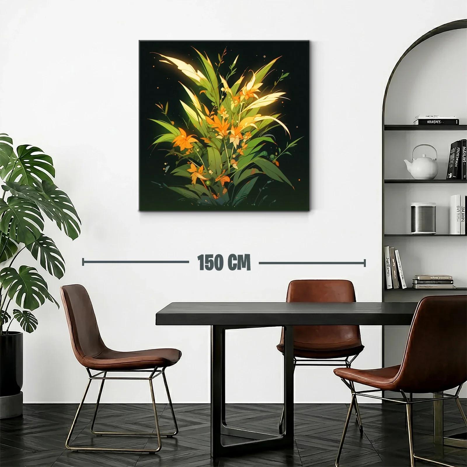 Composición floral vibrante con tonos verdes y naranjas — miniatura 2