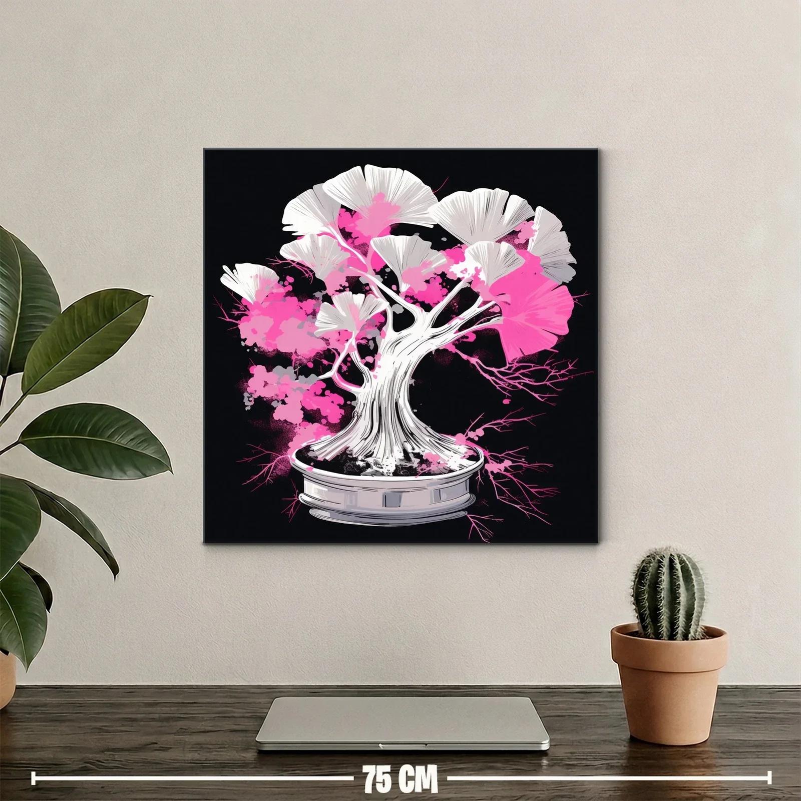 Cuadro Árbol Bonsái con Tonos Rosados y Blancos Vibrantes — miniatura 2