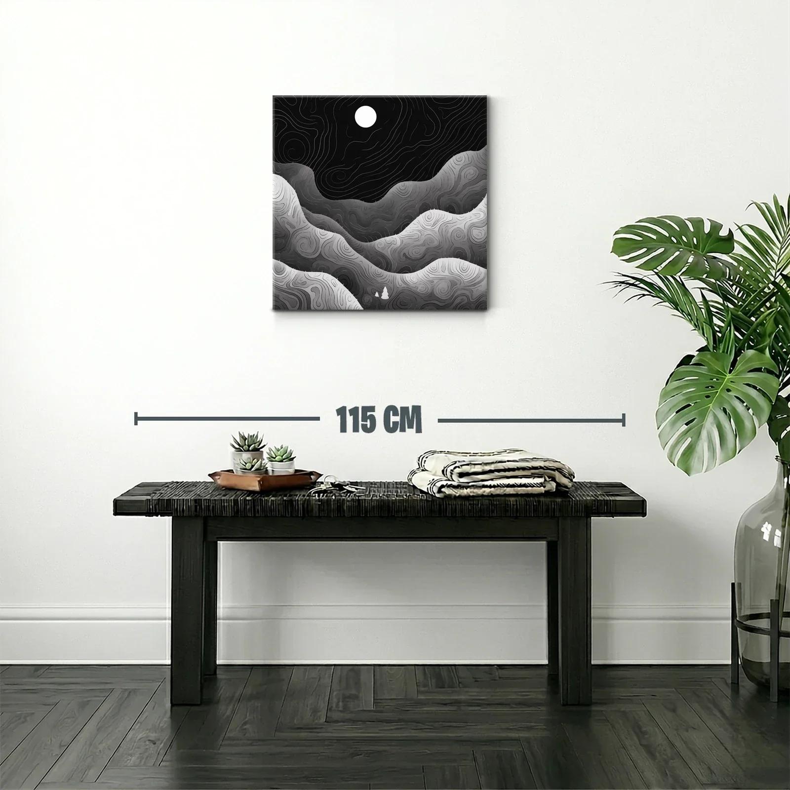 Paisaje nocturno abstracto en tonos grises y negros — miniatura 2