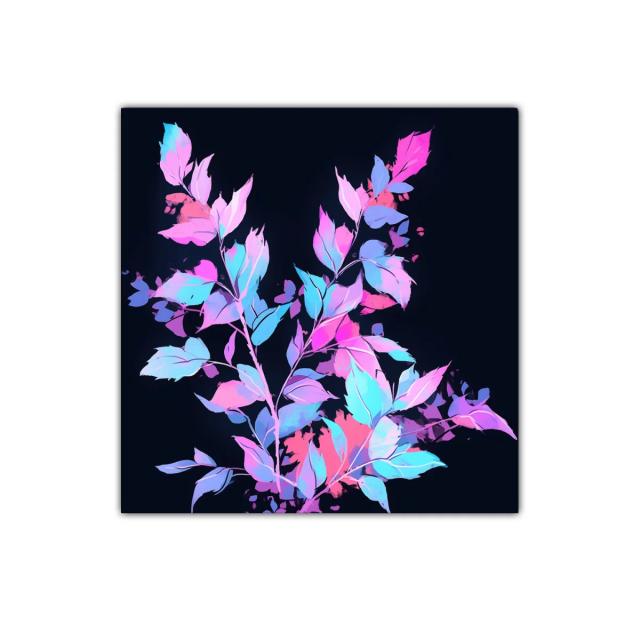 Cuadro decorativo con hojas en tonos pastel vibrantes