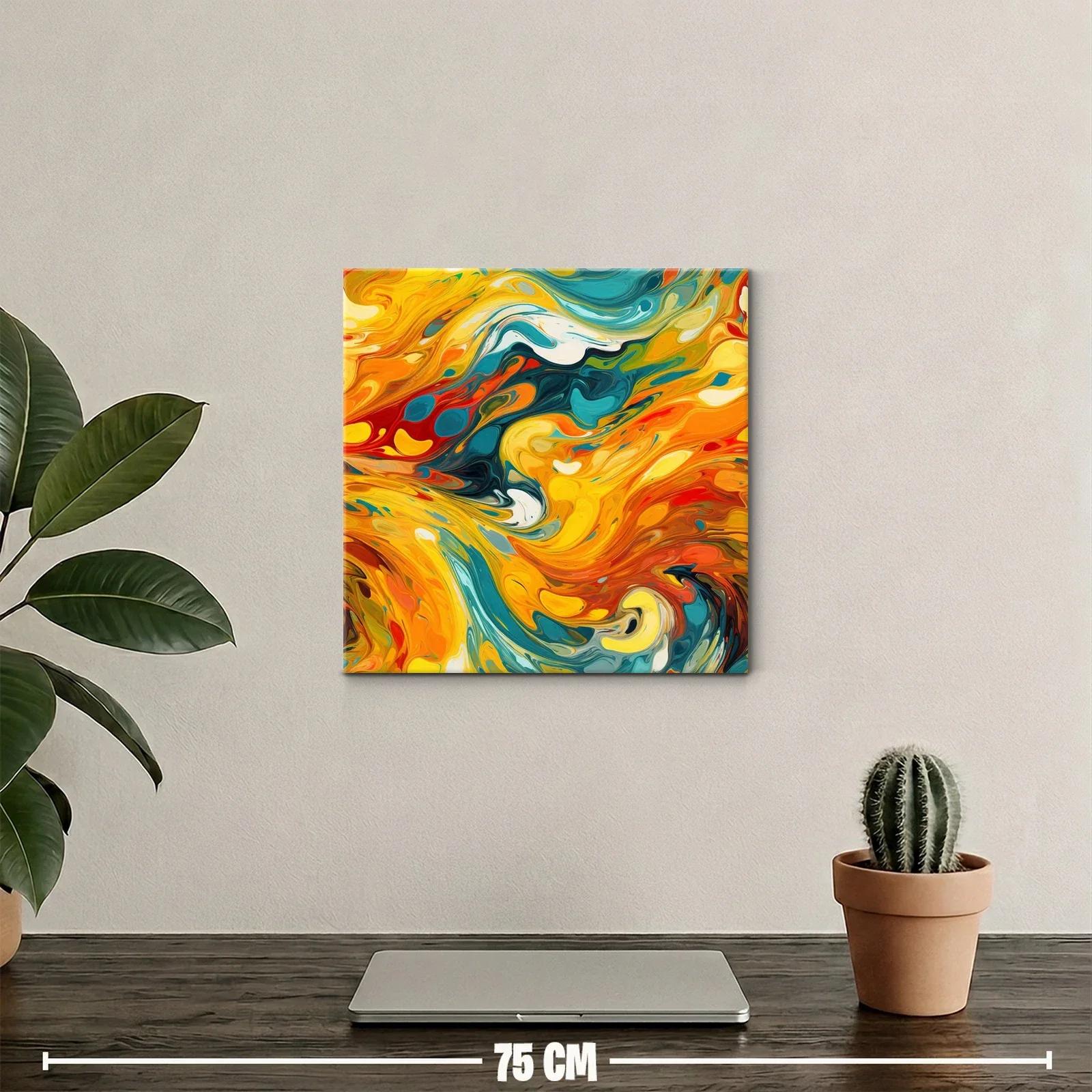 Arte abstracto dinámico con tonos cálidos y fríos vibrantes — miniatura 2