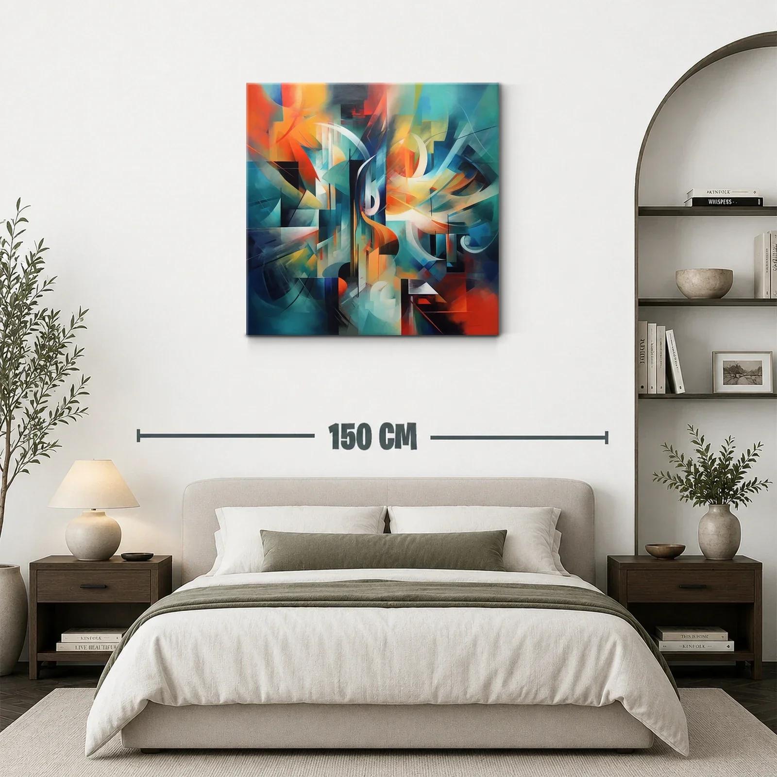 Cuadro abstracto con vibrantes tonos cálidos y fríos — miniatura 3