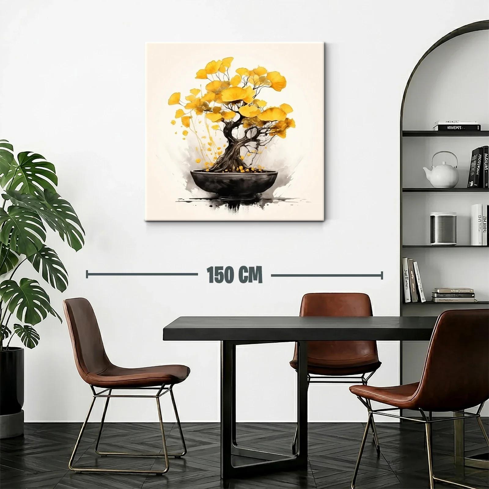 Árbol bonsái con hojas doradas en delicado equilibrio — miniatura 2