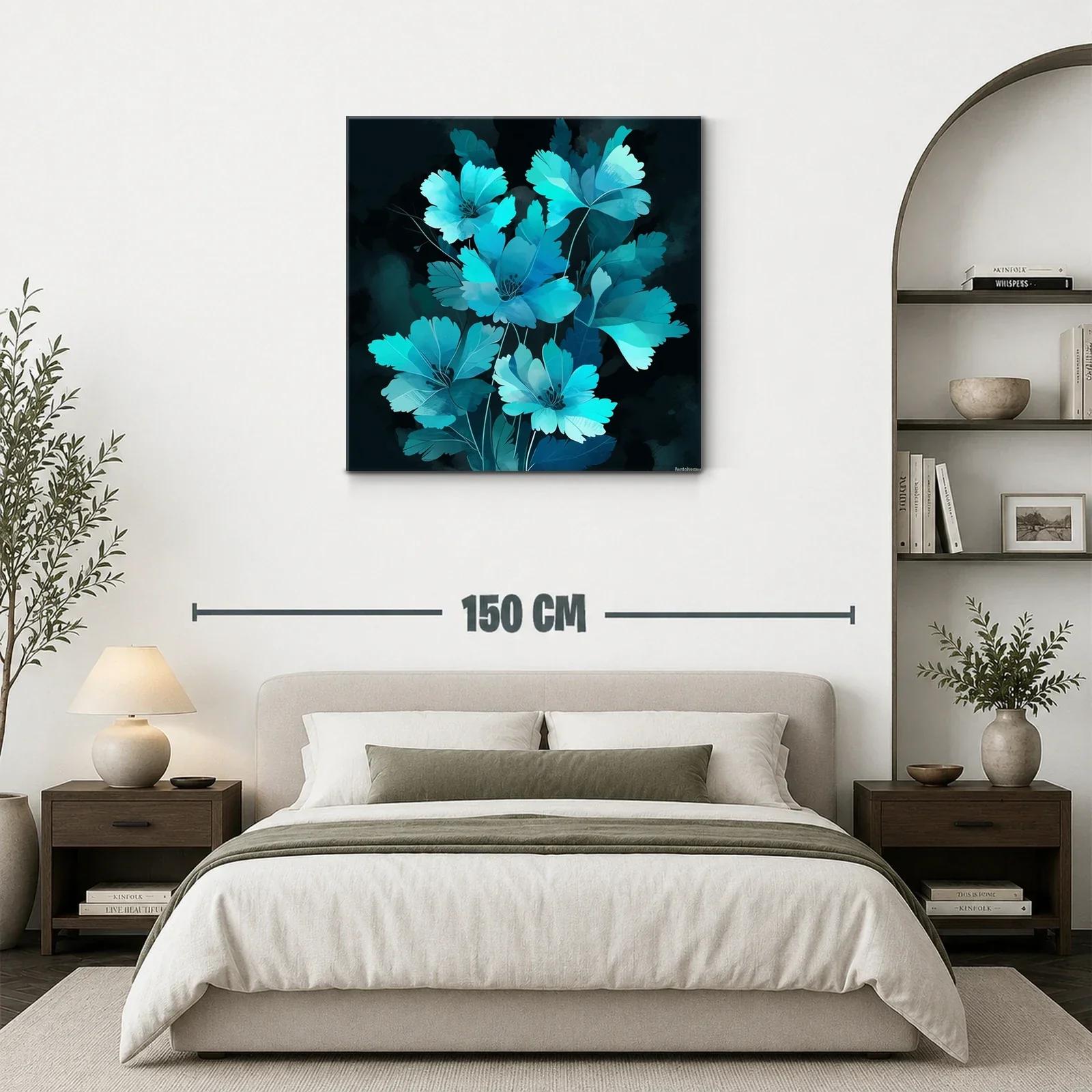 Flores en tonos azules vibrantes con fondo oscuro — miniatura 3