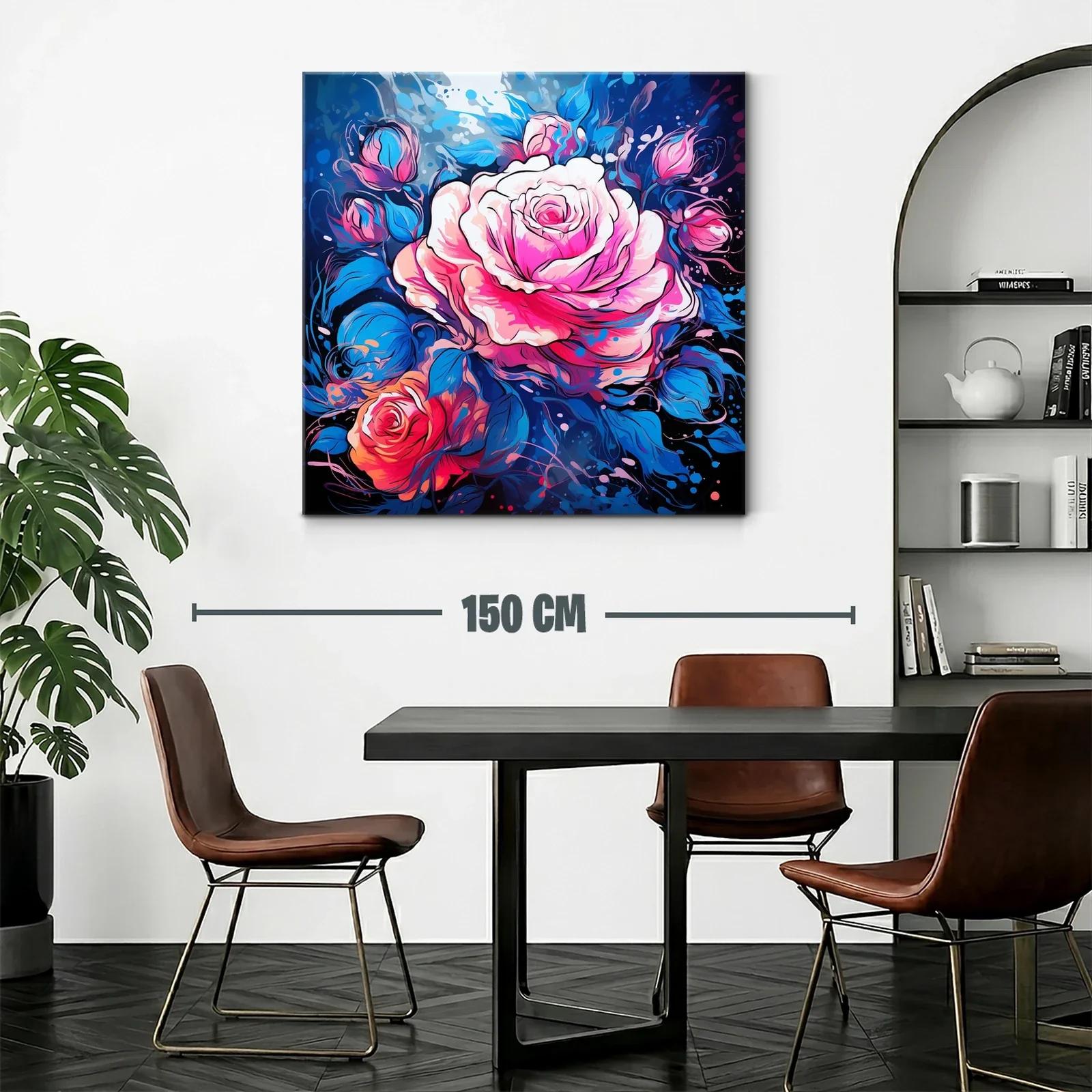Rosas vibrantes con contrastes de azul intenso y rosa — miniatura 2