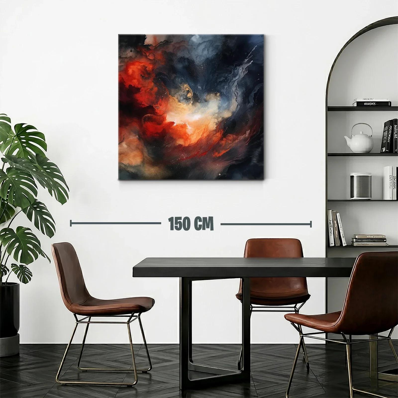 Cuadro abstracto con explosión en tonos cálidos y oscuros — miniatura 2