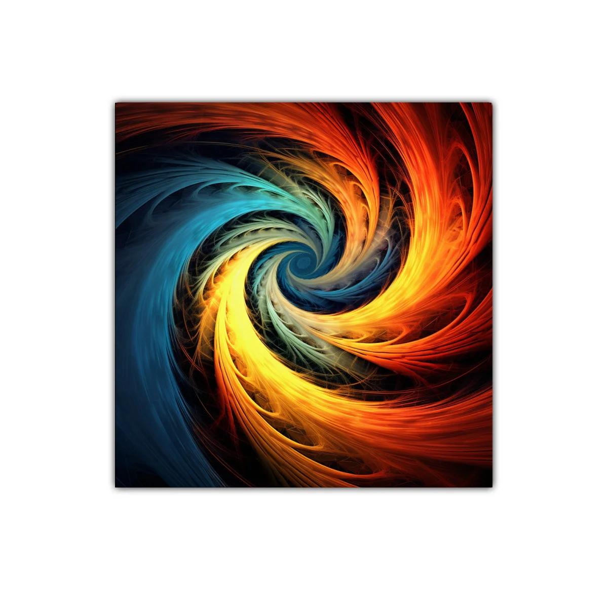 Cuadro abstracto espiral en cálidos tonos fusionados