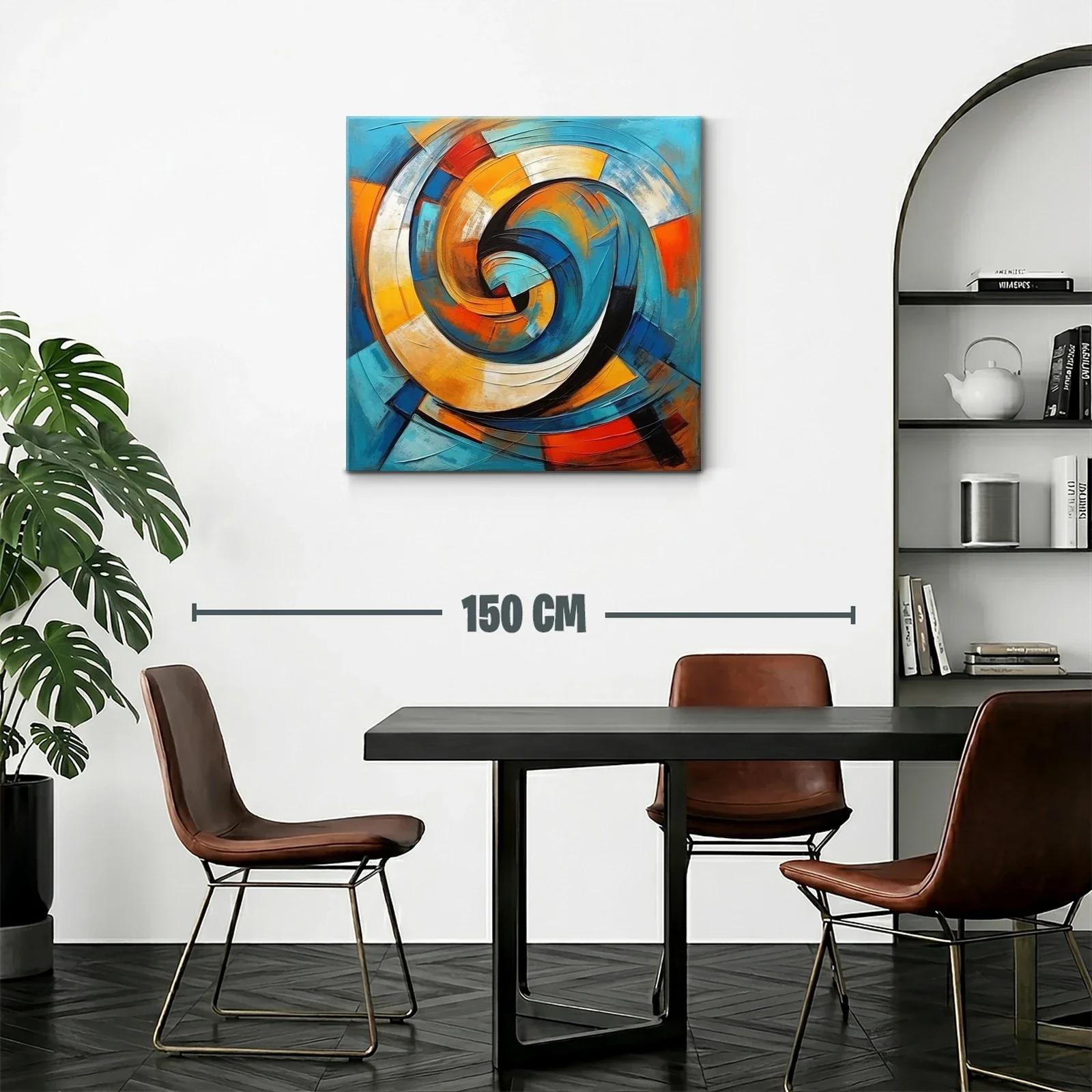 Cuadro abstracto espiral con tonos vibrantes y dinámicos — miniatura 2