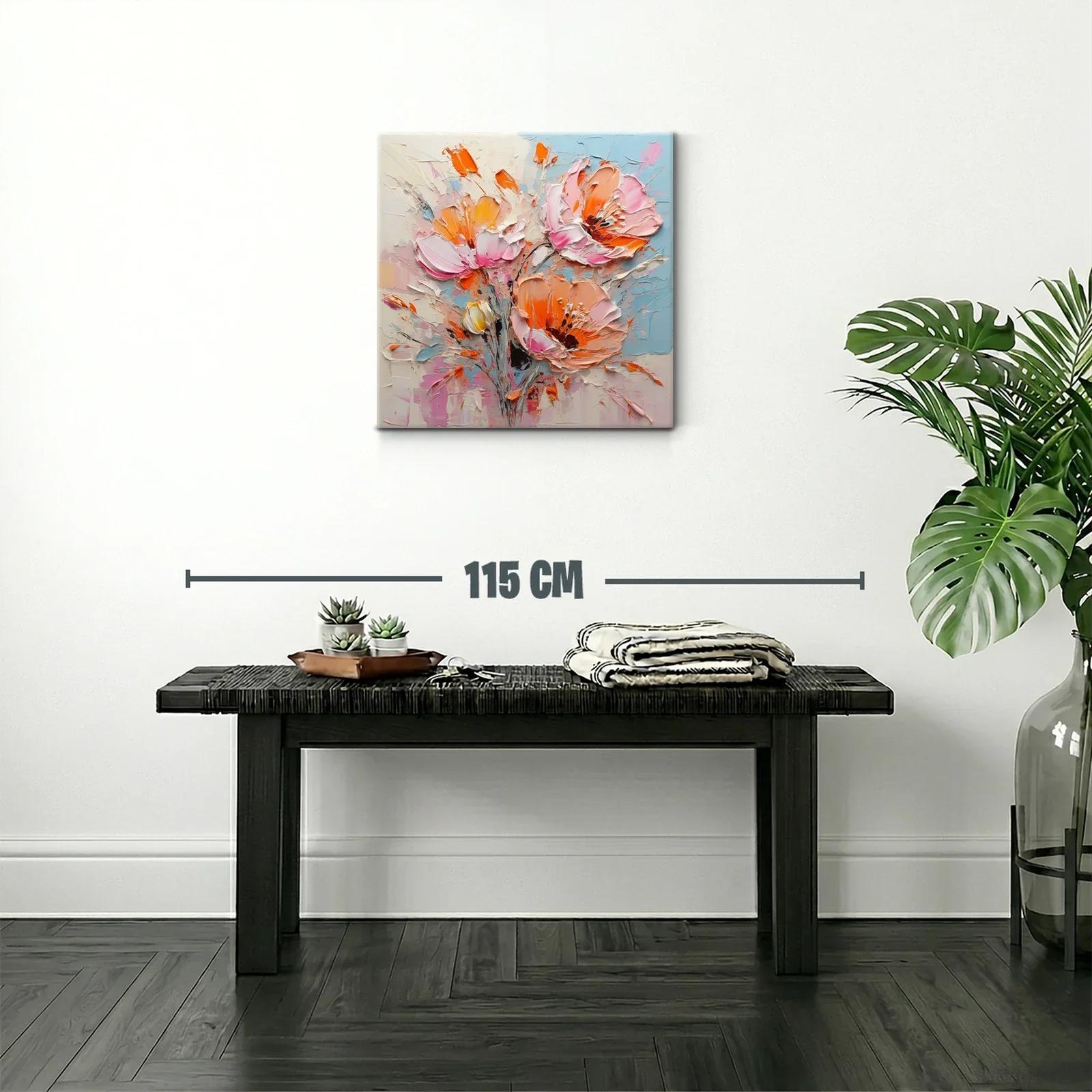Cuadro floral vibrante con tonos cálidos y pastel — miniatura 2