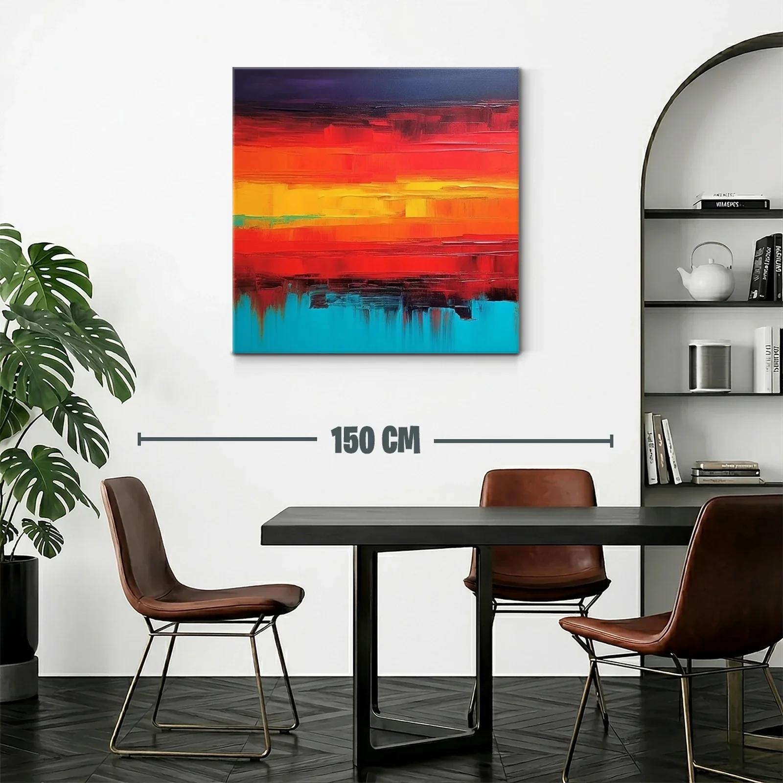 Cuadro abstracto con vibrantes tonos cálidos y fríos — miniatura 2