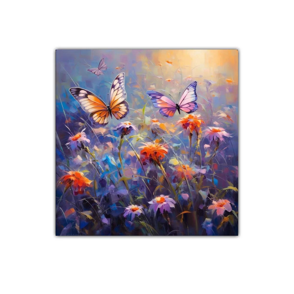 Mariposas en vuelo sobre jardín vibrante y colorido — imagen principal