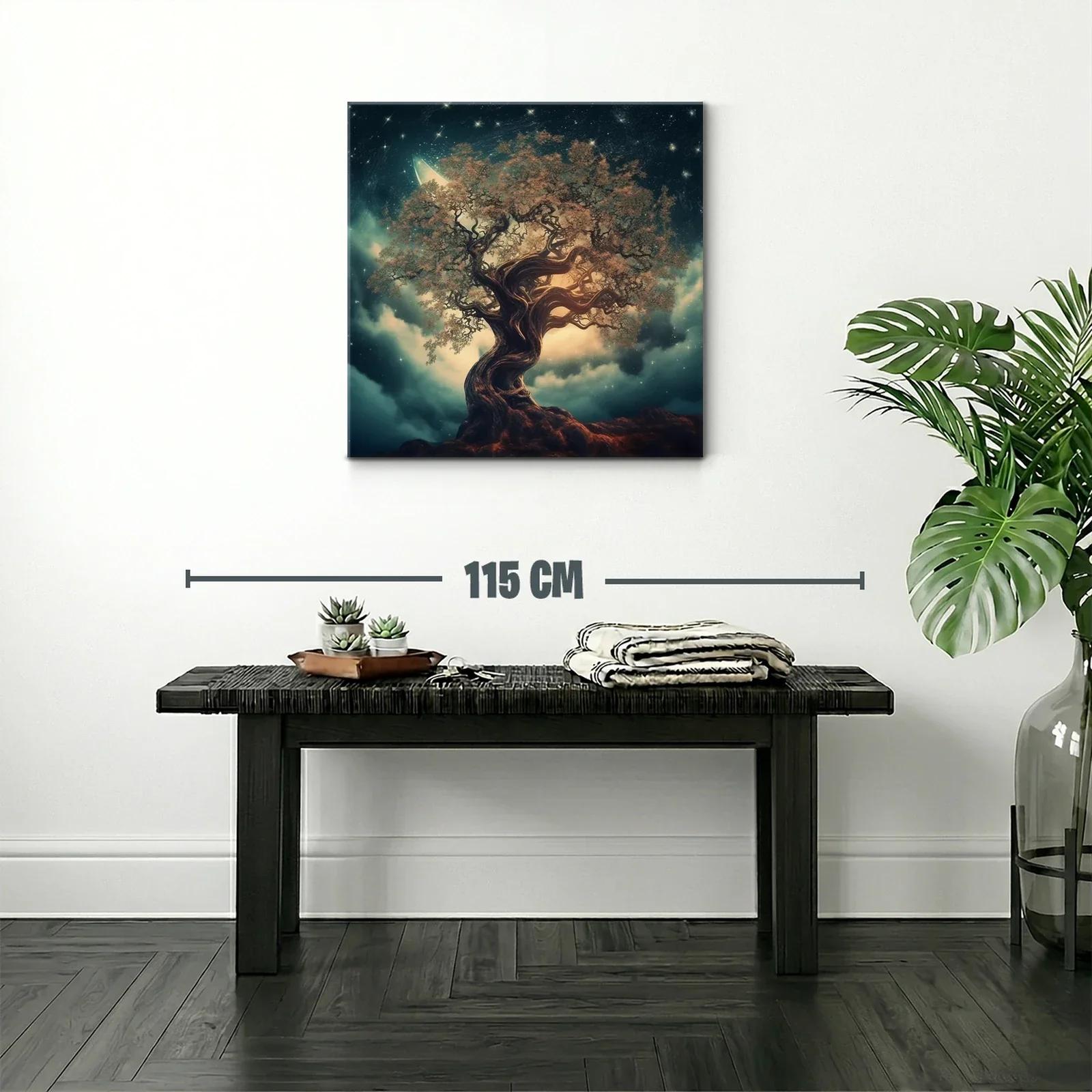 Árbol Fantástico bajo un Cielo Estrellado Nocturno — miniatura 2