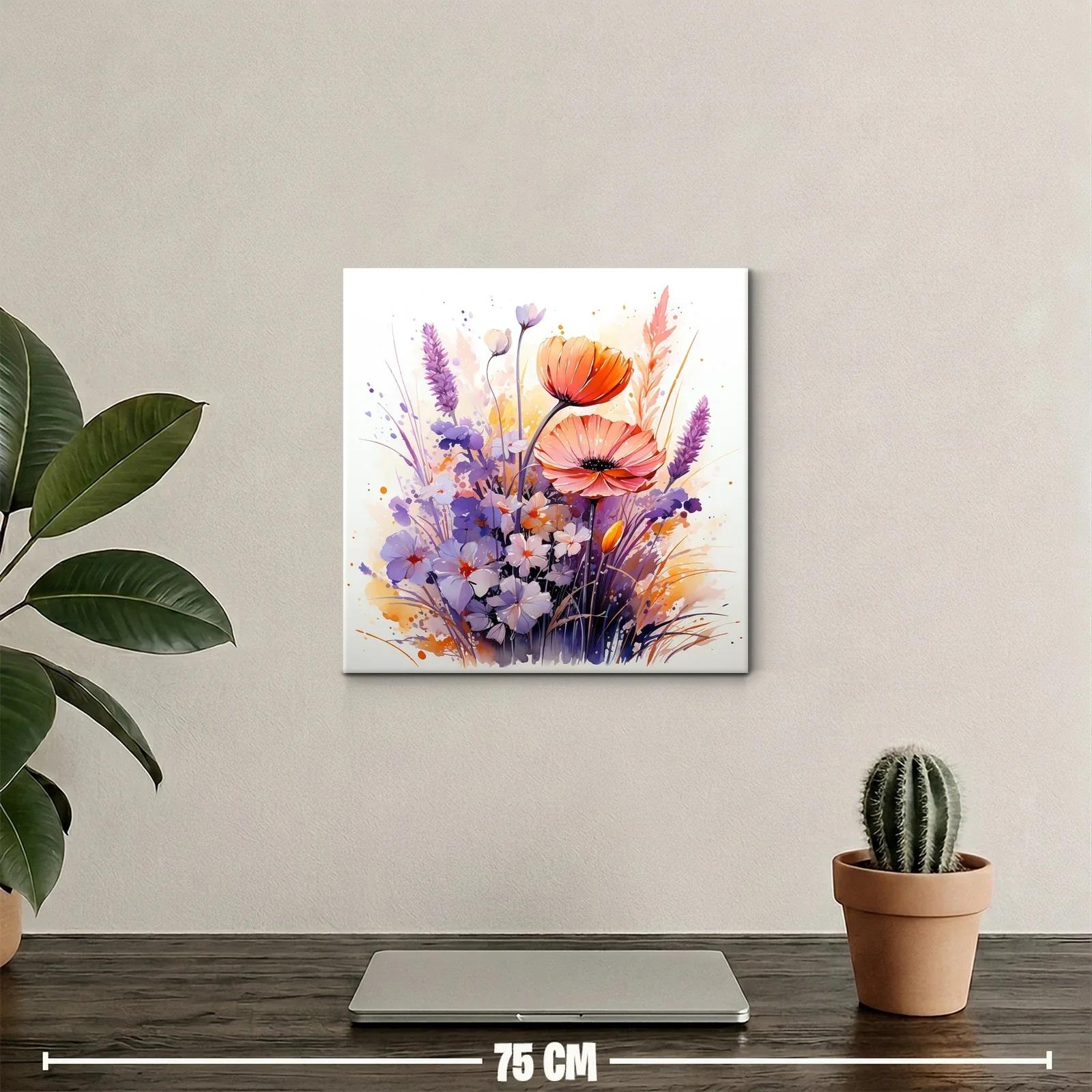 Cuadro floral moderno con tonos suaves y vibrantes — miniatura 2