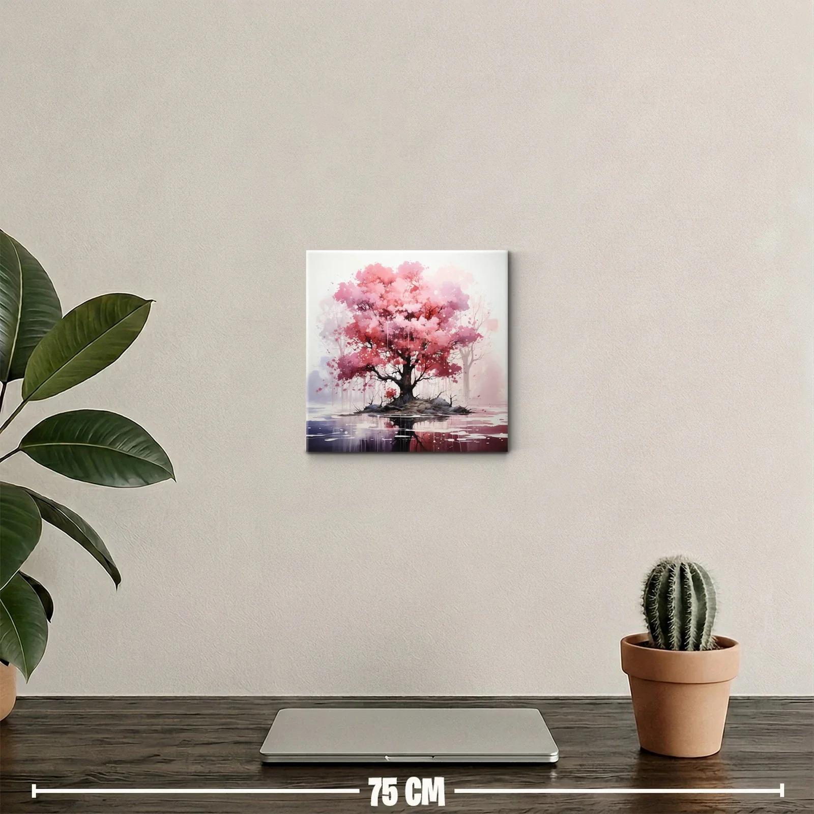 Árbol en tonos rosados con reflejo sereno — miniatura 2