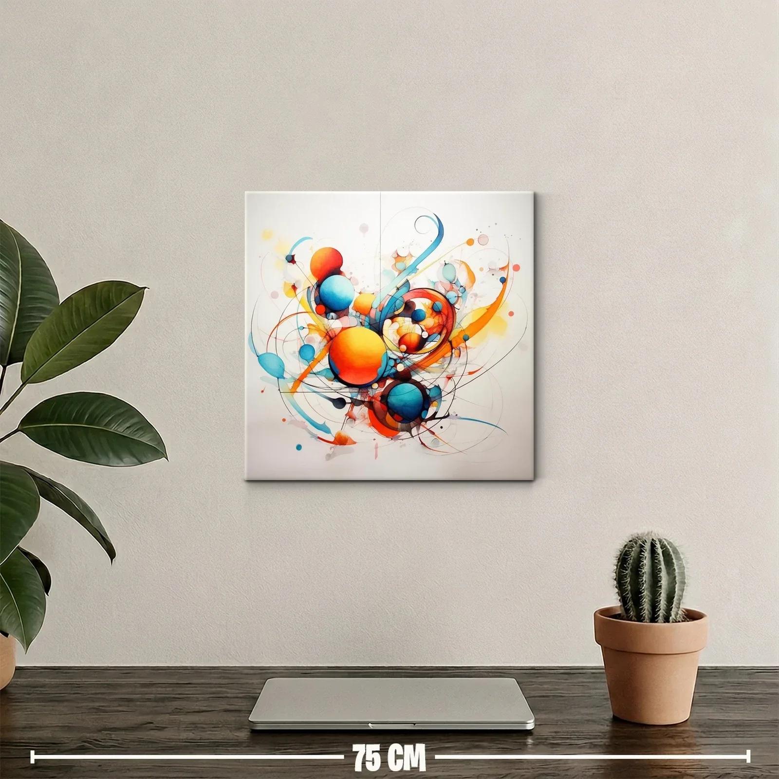Cuadro Abstracto con Esferas en Tonos Cálidos y Fríos — miniatura 2