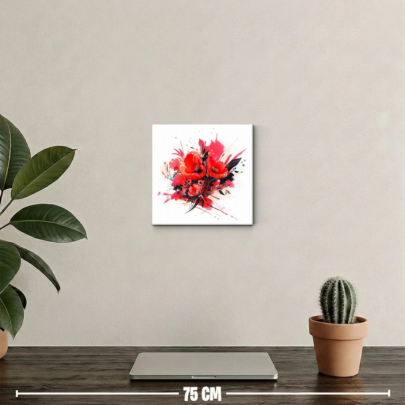 Cuadro decorativo con vibrante ramo de flores rojas — miniatura 2