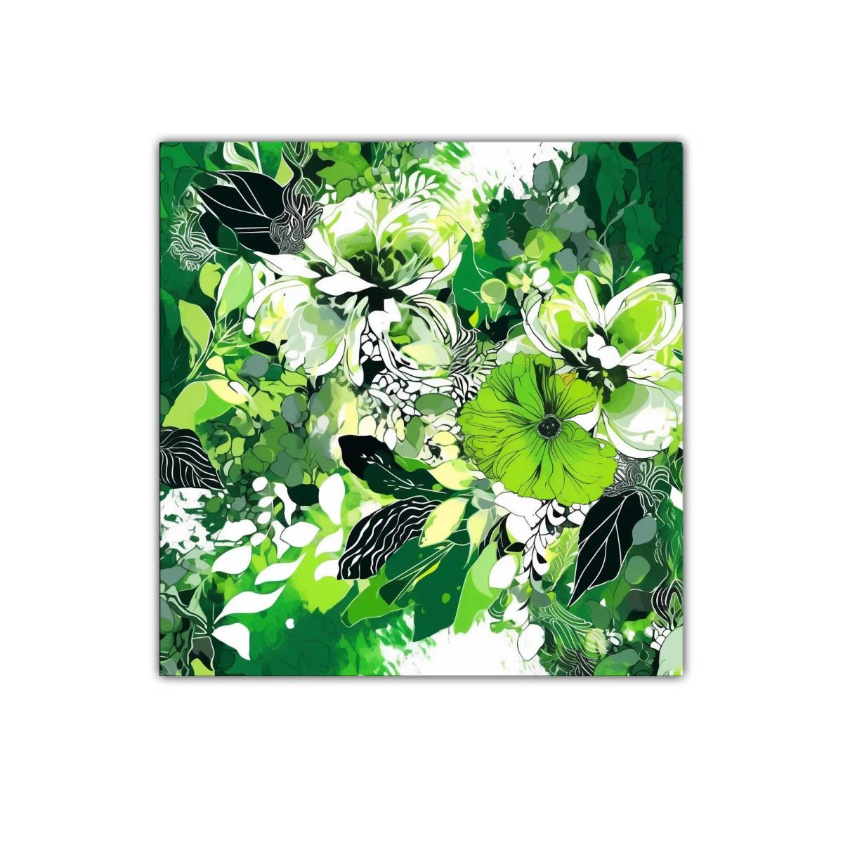 Cuadro decorativo floral con tonos verdes vibrantes y diseño moderno — imagen principal