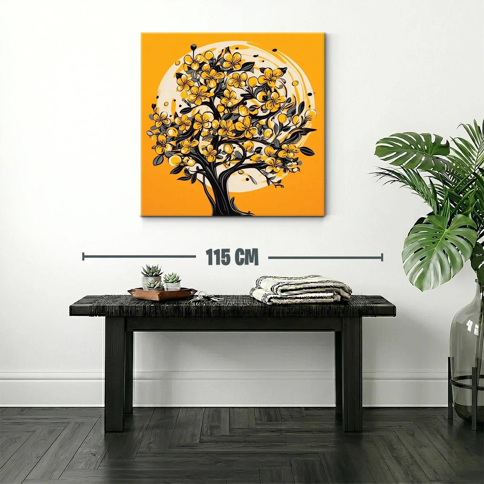 Arbol florido en tonos cálidos para ambientar tu hogar — miniatura 2