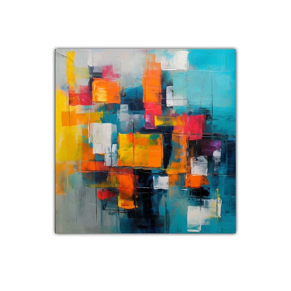 Composición abstracta con tonos vibrantes y contrastes intensos