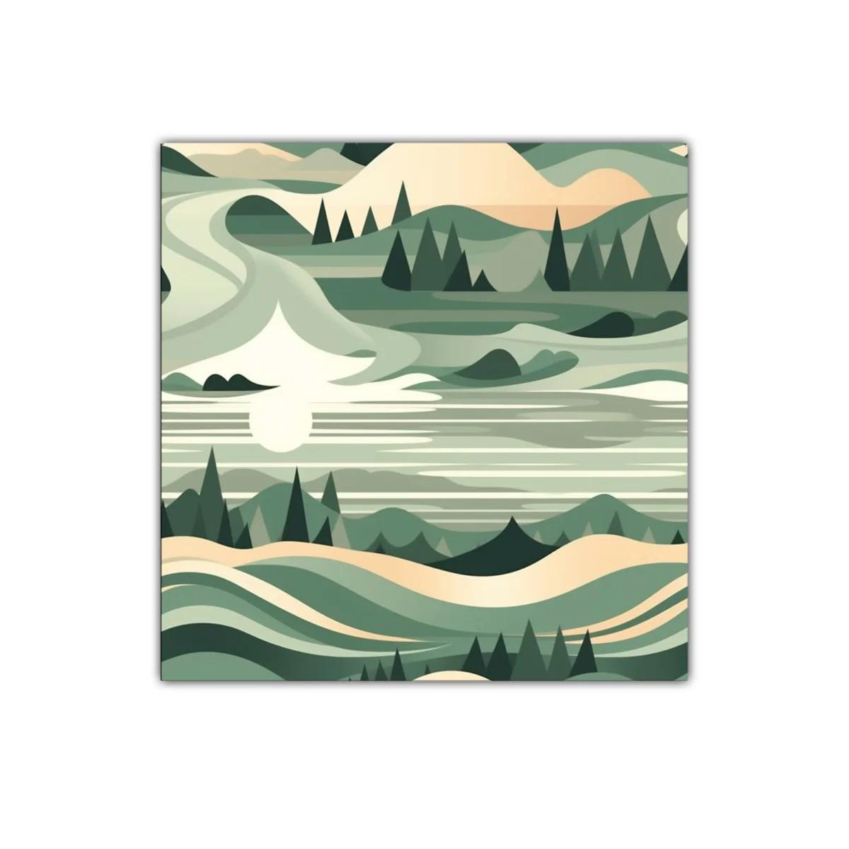Paisaje abstracto en tonos verdes y beige