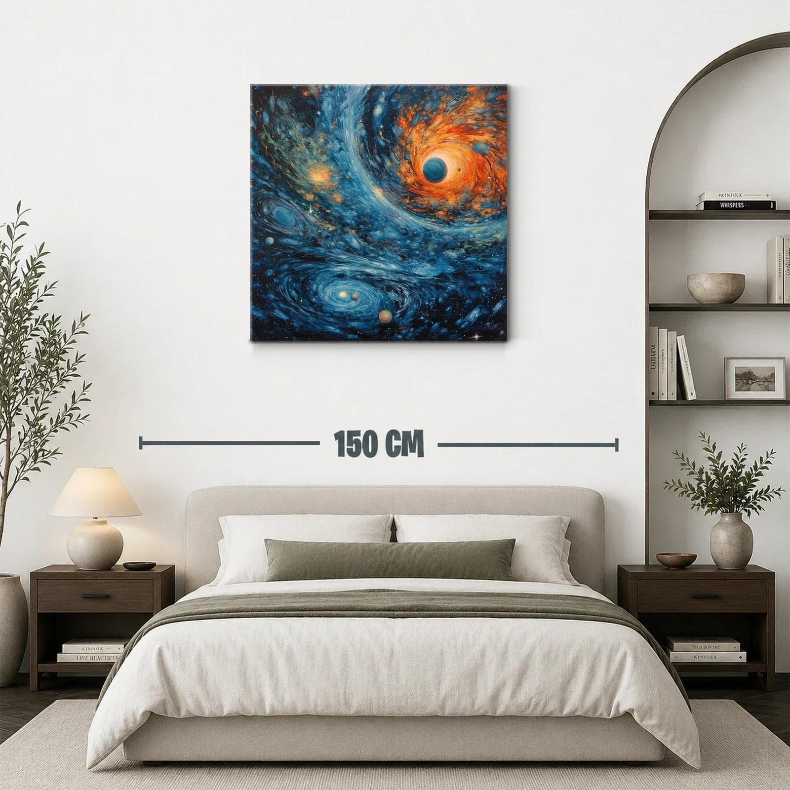 Cuadro Cósmico con Galaxias y Planetas en Movimiento — miniatura 3