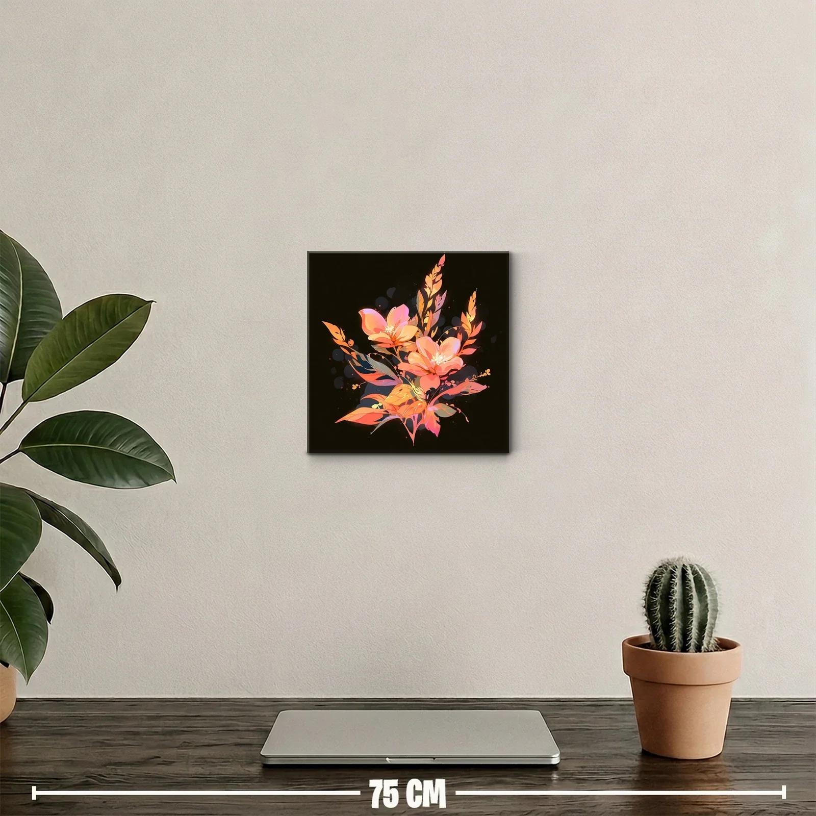 Composición floral vibrante con tonos cálidos sobre fondo oscuro — miniatura 2
