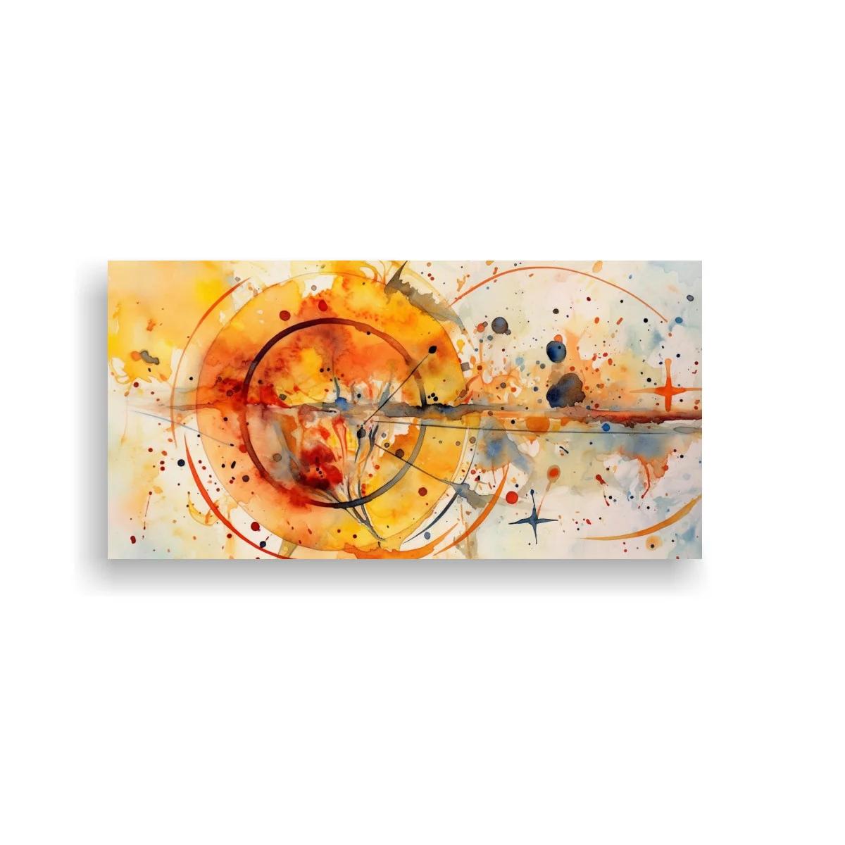 Cuadro abstracto de círculos concéntricos con salpicaduras