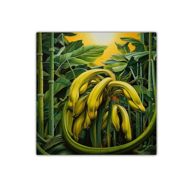 Cuadro vibrante de plátanos maduros bajo el sol tropical