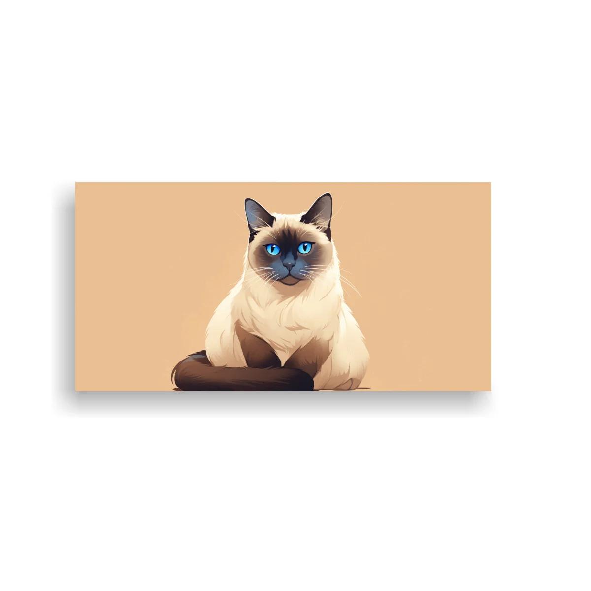 Cuadro gato siamés sentado con fondo beige