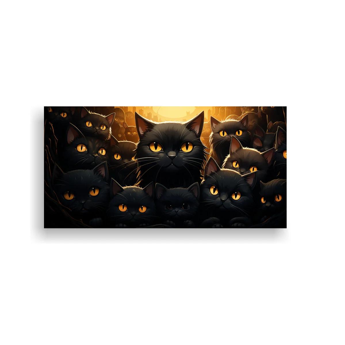 Cuadro grupo de gatos negros de ojos amarillos — imagen principal