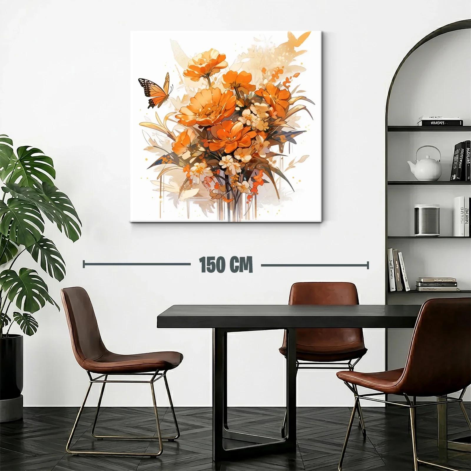 Ramo vibrante de flores naranjas con mariposa delicada — miniatura 2