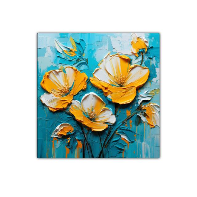 Flores vibrantes en tonos amarillos y azules equilibrados