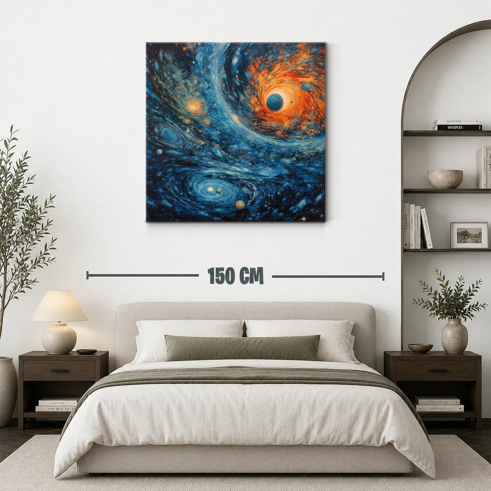 Cuadro Cósmico con Galaxias y Planetas en Movimiento — miniatura 3